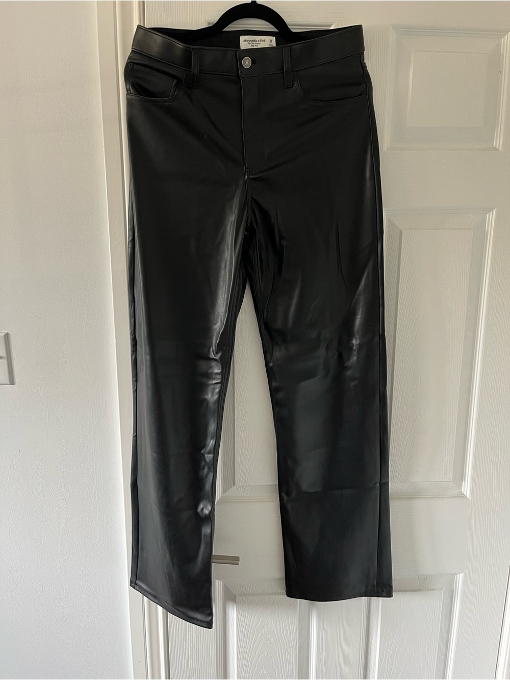 Abercrombie & Fitch Black Straight-Leg Faux Leather Pants